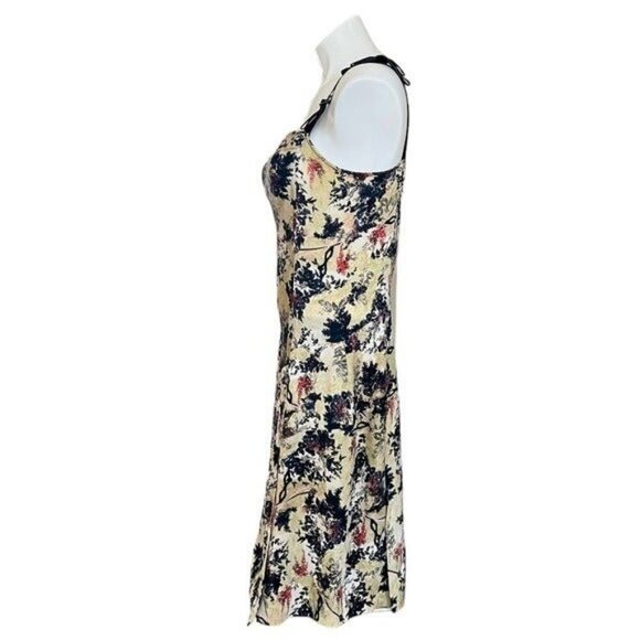 DIANE VON FURSTENBERG Floral Silk Sleeveless Mini Dress Velvet Bow Straps Size 6 - Picture 4 of 12